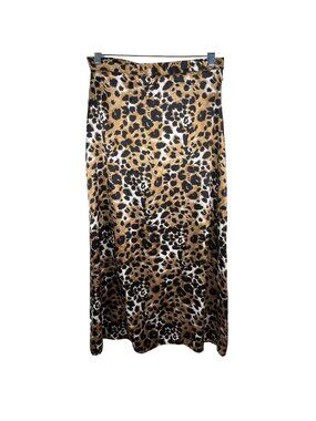 Beracha Sportwear Midi Skirt Size 13 Vintage Satin Animal Print ALine Mob Wife